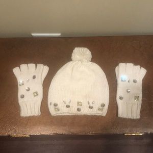 Betsey Johnson Hat and Fingerless Gloves